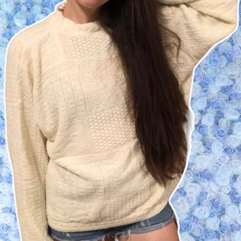 Vintage 90s 2X Made In USA Sweater Multi Patterned Long Sleeved Crewneck Plus